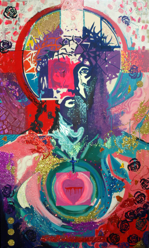 Jesús, 2014, mešana tehnika na platno, 250 x 150 cm