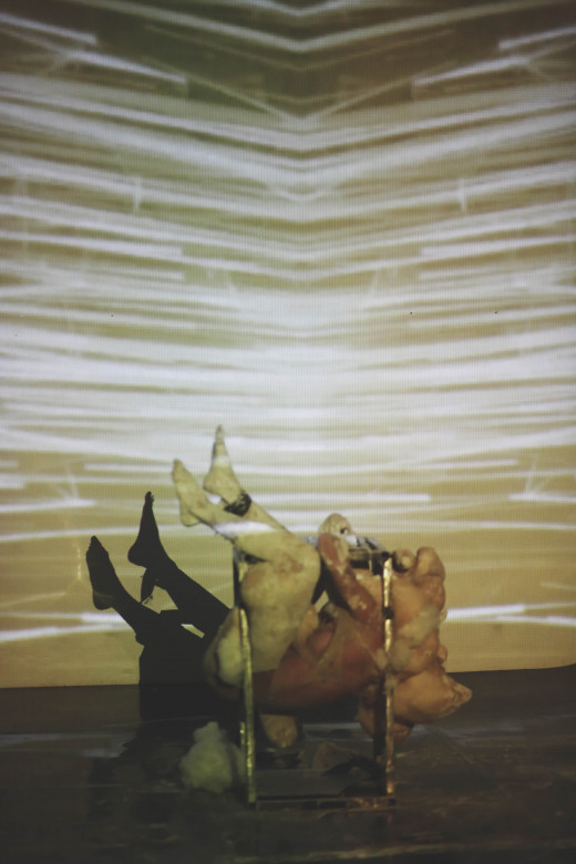 Tatiana Kocmu, The Following Body, 2022, živa podoba, galerija Alkatraz, Ljubljana, (foto: Nina Pernat).