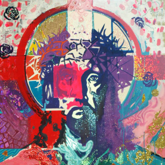 Jesús, 2014, mix media, 250 x 150 cm